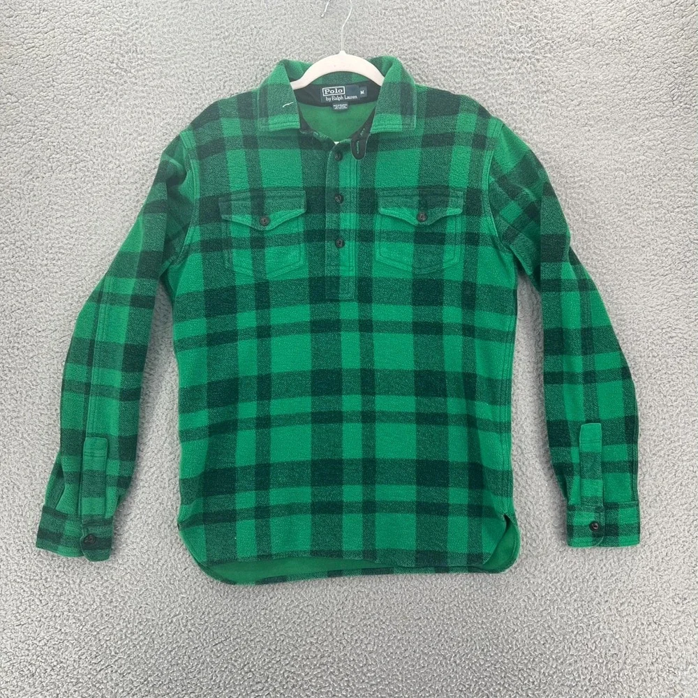 Vintage POLO RALPH LAUREN Pullover Flannel Shirt Mens Medium‎ 90s Plaid Y2K READ